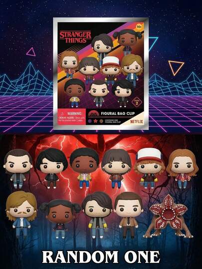 Netflix 1 chiếc mặt dây chuyền 3D hình nhân vật Stranger Things chính hãng, bao gồm Eleven, Dustin và Demogorgon, đồ sưu tầm anime, trang trí ba lô, quà sinh nhật.