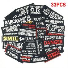 33个趣味字母标语熨烫贴片，可用于服装DIY刺绣贴布、热熔贴片、熨烫贴纸和徽章，为您的装扮增添时尚气息。 - C - 查看 2