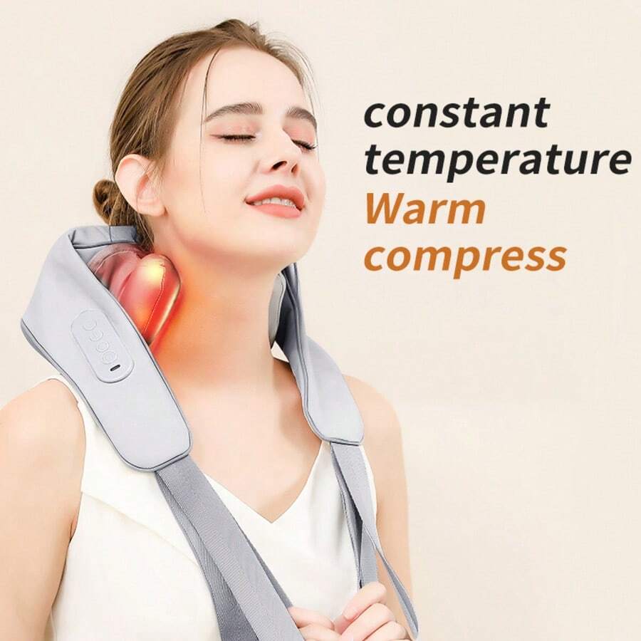 HYUNDAI Massage Shawl Shoulder& Neck Massager With Heat Rechargable Vibrating Trapezius Muscle Massage Device Simulates Human Hand Massage For The Shoulders, Neck, And Trapezius Muscles - Light Grey - View 1