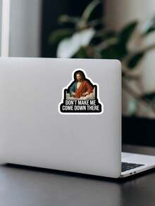 “别逼我下去”搞笑耶稣贴纸 - 讽刺宗教语录贴纸，病毒式传播的耶稣表情包贴纸，适用于笔记本电脑和 Kindle，幽默信仰礼物 - 彩色 - 查看 7