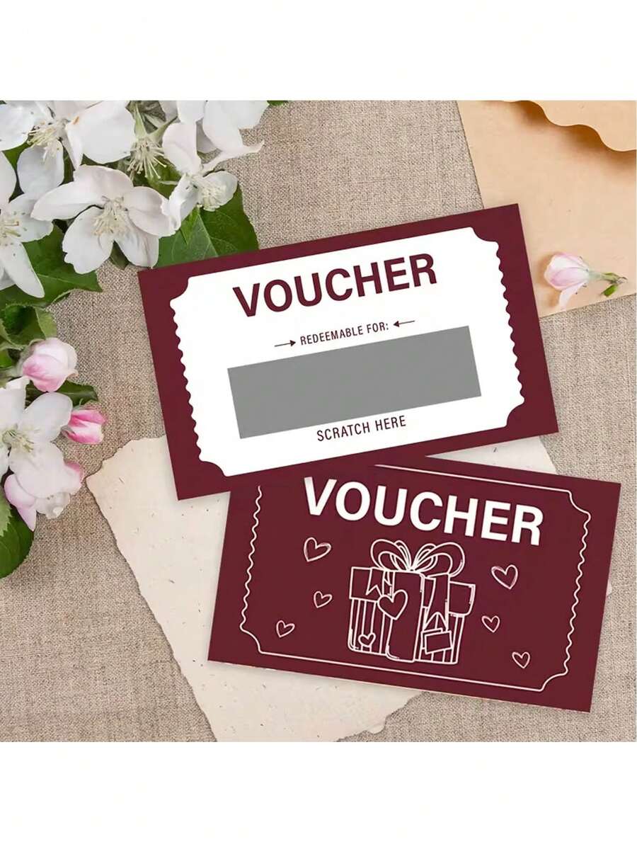 20张刮刮卡优惠券，带刮刮膜，趣味刮刮设计，营造气氛，适用于婚礼用品、周年纪念、生日、节日、派对和游戏，礼品券