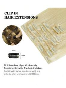 Clip In Human Hair Extensions 120g 7Pcs 16 Clips Ins Chocolate Brown Remy Brazilian Seamless Hair Extensions Double Weft - S613 - View 6