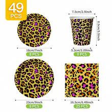 Purple Brown Leopard Spot Disposable Plates, Napkins, Cups, 8 Guests Party Supplies Set, Disposable Paper Plates Suitable For Birthday, Wedding, Theme Party, Family Picnic - Multicolor - View 9