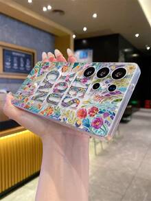 1个花卉字母图案安卓手机壳，摄像头开孔精准，兼容三星Galaxy S25 Ultra/Galaxy S24 Ultra/S24/S23 Ultra/A56 5G/A55 5G/A52s 5G/A26 5G，Nothing，Pixel，保护壳 - 無色 - 查看 5