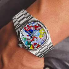 CILOA 1pc 2025 New Style Large Dial Men's Quartz Watch[518] - Silver - View 4