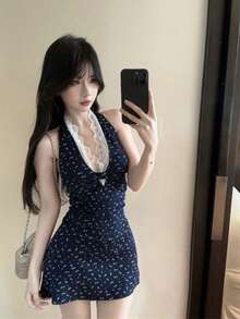 Women Short Dresses - Navy - View 3