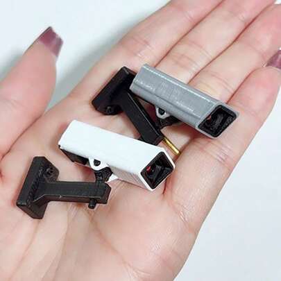 1:12比例迷你白色/灰色监控摄像头，微型监控模型，娃娃屋监控模型，逼真摄像头，微缩场景装饰，过家家玩具