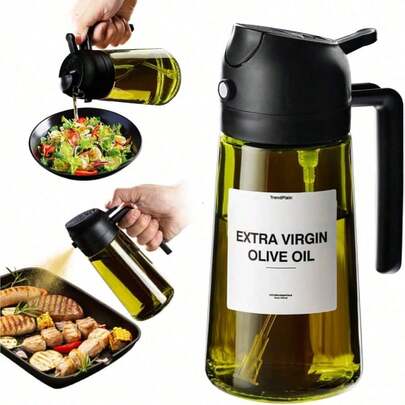 High Grade Olive Oil Dispenser Bottle, Dual-Use Spray, Oil Pot, Spray, Light Proof Label, Suitable For Kitchen Cooking, Outdoor Cooking, Splash Proof, Various Colors
