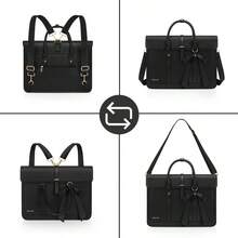 Bag For Women, PU Leather Laptop Shoulder Bag Convertible Backpack, Messenger Bag Casual Handbag Work Briefcase Travel Computer Bag With Bowknot - 16inchBlack - View 6