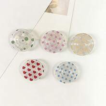 Transparent Polka Dot Heart Grid Embossed Phone Stand, Expandable Desktop Holder, Ring Stand Compatible With IPhone, Android Phones, Women Gift - Multicolor - View 1