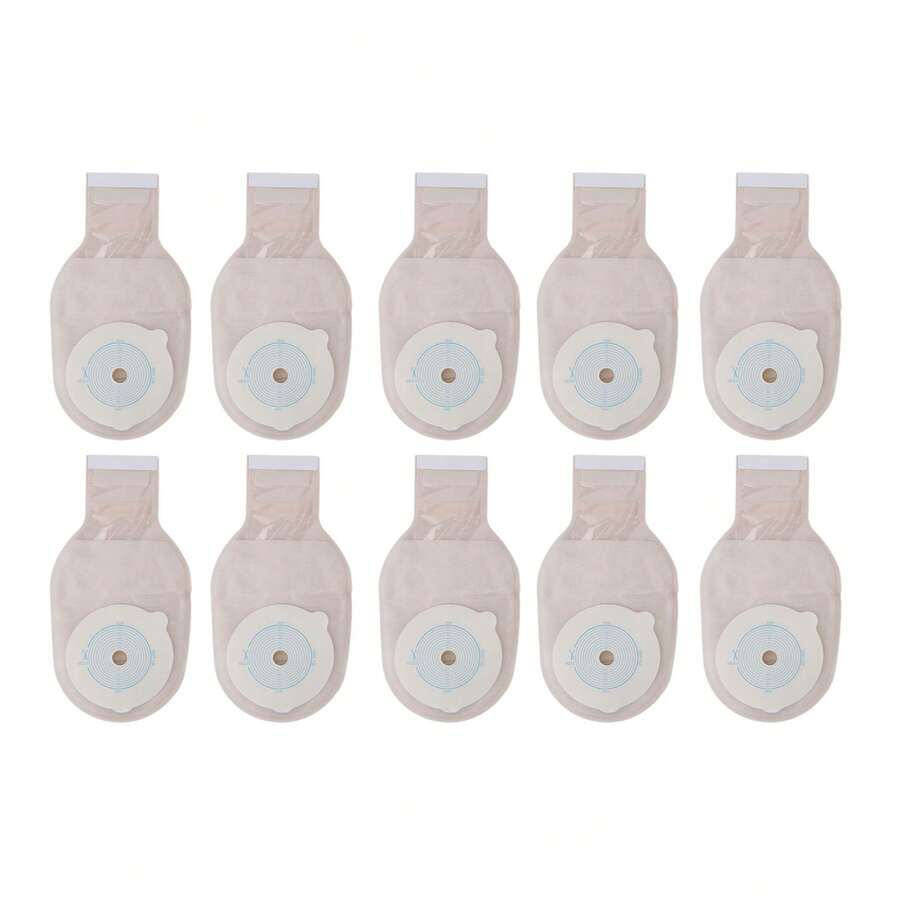 10pcs One Piece Colostomy Bag Lock Buckle Activated Carbon Deodorizing Disposable Ostomy Pouch for Stoma Care - Caqui - Ver 1