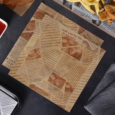 100pcs Printed Parchment Paper (20cm/7.87in), Disposable Air Fryer Liners, Non-Stick Heat Resistant Baking Mats, Waterproof Oil-Proof Baking Paper, Cooking Paper, Baking Tools, Kitchen Gadgets, Kitchen Accessories, Household Kitchen Supplies