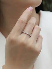 925er Sterling Silber Moissanit Ring, hypoallergen, Verlobungs-/Eheringr, minimalistisches einzigartiges Design, vielseitig für den täglichen Gebrauch, Hochzeits-/Jahrestags-/Geburtstagsgeschenk, kommt mit Geschenkbox und Zertifikat - Silber - Übersicht 4