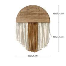 1件套手工编织挂毯，波西米亚风格墙面装饰挂毯，半圆形木板流苏纤维艺术墙毯，适用于客厅、卧室、床头背景墙 - 彩色 - 查看 16