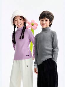 Annil Children's Clothing - Boys' And Girls' High-Neck Long-Sleeved Pullover Sweaters Made Of Knitted Wool, Providing Winter Warmth And Elasticity With Cotton Content. - Golden Bell Powder - View 12