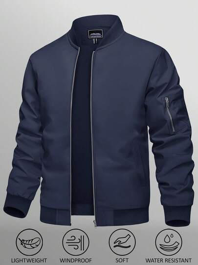 KEFITEVD Men's Lightweight Jacket Thin Sportwear Bomber Jacket Windbreaker Coat