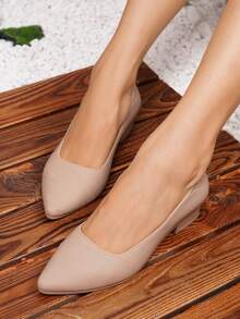 女士时尚百搭尖头高跟鞋 - 米色 - 查看 2