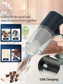 Aspiradora portátil inalámbrica - Recargable por USB, para el hogar, el coche, la oficina - Ligera y versátil para el pelo de las mascotas, teclados y ranuras de las ventanas - Negro - Ver 4