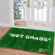 1pc WET GRASS Quote Doormat, Grass Graphic Theme, Non-Slip Absorbent Rug Indoor Outdoor Decor - 綠色 - 查看 2
