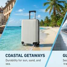 20英寸ABS硬壳登机箱，静音360°旋转轮，拼接设计增强耐用性和抗冲击性——商务旅行或休闲度假的最佳选择。杏色行李箱拉杆箱旅行箱旅行箱旅行包大容量带轮行李箱邮轮必备旅行必备假日必备度假必备 - 杏色 - 查看 6