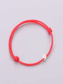 HuooNew 1pc Minimalist 925 Sterling Silver Braided Red Rope Adjustable Bracelet, Suitable For Daily Wear - Red - View 4