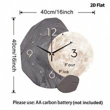 2D平面12英寸/16英寸现代月亮设计家居装饰挂钟，超静音石英机芯，无滴答声，适合室内装饰、家居装饰、客厅、卧室 - 裝飾掛鐘 - 查看 18