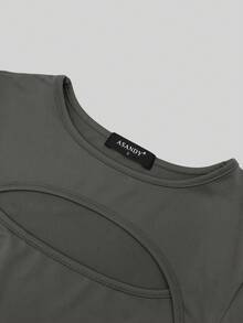 3pcs/Set Women Casual Sexy Hollow Out Chest Short Sleeve Tops Summer - Black, White and Gray - View 6