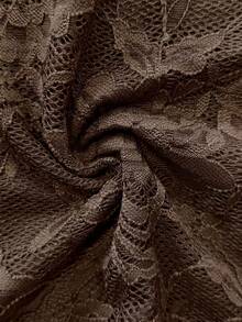 Elegant & Fashionable Multi-Purpose Lace Pleated Front Design Sheer Back Flare Sleeve Women's Top, Spring/Summer New Arrival, Summer Blouse - Brown - View 8