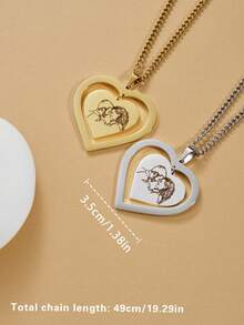 Personalized Heart-Shaped Couple Photo Necklace, Photo Pendant Necklace, Pet Necklace, Birthday Gift, Gift For Her, Bridesmaid Gift, Customized Wedding Gift, New Year Gift Customized Girlfriend Photo Necklace, Women Heart-Shaped Photo Pendant Necklace - Heart-shaped - View 5