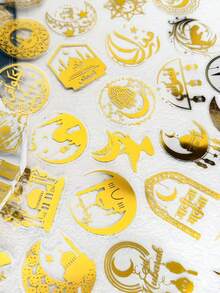 50pcs Eid Mubarak Sticker Gilding PET Transparent Decals For Laptop Luggage Computer Fridge Phone Case Sticker - Multicolor - View 3