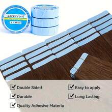 3 Sizes 0.8cm Double-Sided Wig Tape, Transparent Lace Front Wig Support Tape, Waterproof Strong Double-Sided Adhesive - Blue - View 5