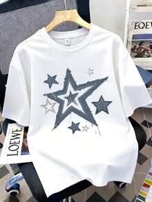 Bộ 2 món cho bé gái gồm áo thun ngắn tay in hình ngôi sao và quần short, kiểu dáng rộng rãi, thoáng khí, thời trang dễ thương, đa năng cho mùa hè. - Nhiều màu - Xem 3