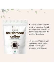Organic Instant 10 In 1 Mushroom Coffee Powder, 14 Ounce (158 Servings) |     Weight & Immune Support |     Premium Arabica Coffee With Lion's Mane, Chaga, Reishi,& More - 28 Ounces (1 Bag) - View 2