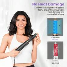 ATOPSKINS 2026升级版五合一热风吹风机及专业沙龙级造型工具 | 5个可拆卸替换刀头 + 3档精准温度设置 | 自动卷发及多种造型（卷发/波浪/直发/柔顺/蓬松/内卷/外卷） | 防毛躁、防静电、持久定型，打造轻盈层次感/刘海造型 - 黑色 - 查看 7