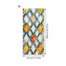 1/4pcs Colorful Glass Window Film. Static Cling Removable Waterproof PVC Material. Geometric Rhombus Pattern Design. Suitable For Bedroom And Home DIY Decor. - Multicolor - View 13