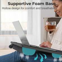 Portable Lap Laptop Desk - Sturdy Wrist Rest Mouse Pad Multi-Holder For 17" Laptop Tablet Phone - Black - View 5