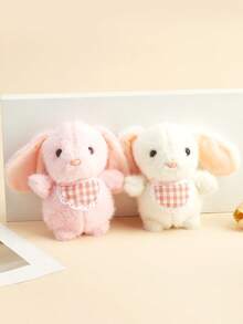 1pc Cute Rabbit Plush Keychain, Cartoon Animal Keyring, Soft Fluffy Pink Rabbit Pendant Keychain, Girlfriend/Women Birthday Gift, Party Favor, Friend Gift Gifts For Mother, Father, Graduation, And Teacher - Multicolor - View 3