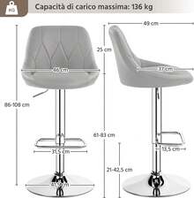Sgabelli bar - Grigio Chiaro - Visualizzare 3