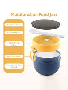 Leak-Proof Breakfast Food Container - Oatmeal & Yogurt Cup With Silicone Handle & Spoon, Suitable For School, Office, Travel, Picnic - Multicolor - View 8