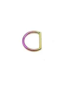1pc Minimalist 316L Stainless Steel D-Shape Nose Ring Earring, Unisex Body Piercing Jewelry Clip Closure, Suitable For Daily Wear - Multicolor - View 10