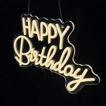 1pc Happy Birthday LED Neon Light, Warm White Wall-Mounted LED Lamp, With Switch, USB Powered, Plastic Material, 16.5*9.8 Inches - Multicolor - View 4