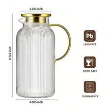 2-Piece With Lid Glass Water Bottle, 68-Ounce Classic Vertical Striped Water Bottle, Suitable For Cold Brew Coffee, Lemonade, Iced Sun Tea, Beverages, Heat-Resistant. It Is The Top Choice For Christmas, Halloween And Thanksgiving Gifts. Ice Tea Dispenser, Striped Glass Design, High-End Beverage Dispenser, High-Quality Water Bottle, Beverage Set, Glass Water Bottle Set, Coffee Lover, Tea Lover - 2個裝+刷子 - 查看 9