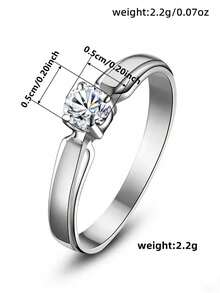 1 pieza Anillo de piedra de circonita cúbica de lujo, adecuado para mujeres, ideal para bodas, compromisos, fiestas de aniversario, regalos del Día de San Valentín - 2# - Ver 7