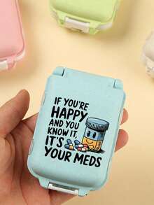 8-Compartment Portable Multi-Layer Pill Box, Compact Moisture-Proof Medicine Storage Box With Funny Quote Print, Suitable For Vitamins, Supplements And Pills, Reusable Pill Box For Men And Women Travelers And Daily Medication Users, Lightweight And Durable Pill Organizer For Daily Pocket Use - Multicolor - View 4