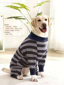 1 pieza Pijama elástico suave y cómodo a rayas para perros grandes - Multicolor - Ver 5