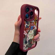 Estuche para teléfono con diseño de fantasía de dragón y flor de cerezo Compatible con estuches para teléfonos   17  16 Pro Max  15 Pro Max  13 y  12 Hecho de material TPU engrosado finamente perforado simple a prueba de caídas y engrosado Un regalo perfecto para familiares, amigos, seres queridos, novios/novias y para días festivos y aniversarios. - Burdeos - Ver 4