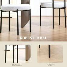 Set Of 2 Dining Chairs, Fleece Upholstery, Padded Seat, Metal Legs, Cream White - White - View 4