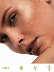 925 Sterling Silver Women's Nose Stud, Luxury Fashion Nose Jewelry - Single - View 1