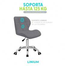 Silla Oficina Giratoria Estetica Linium Vinipiel - Café - Cuero Sintético - Gris - Ver 7