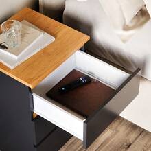 Beijing Bedside Table For Bedroom, 3 Drawers, Organizer, Compact MDF - 黑色 - 查看 3